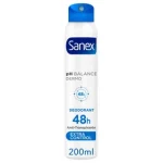 DESODORANTE SANEX MUJER SPRAY PH BALANCE DERMO EXTRA CONTROL PROTECCIÓN 48H 200 ML. *