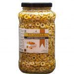 ACEITUNAS ESCAMILLA VERDE MANZANILLA EN RODAJAS TARRON 330GR.