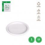 PLATO LLANO REDONDO BLANCO 25CM REUTILIZABLE PAQ 5 UNDS
