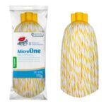 FREGONA MICROFIBRA MINITRENZA BLANCA-AMARILLA LIGERINA